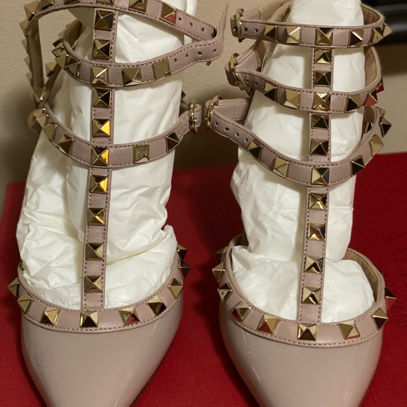 Valentino Rockstud Patent Leather Ankle-Strap Pumps - Picture 4 of 7